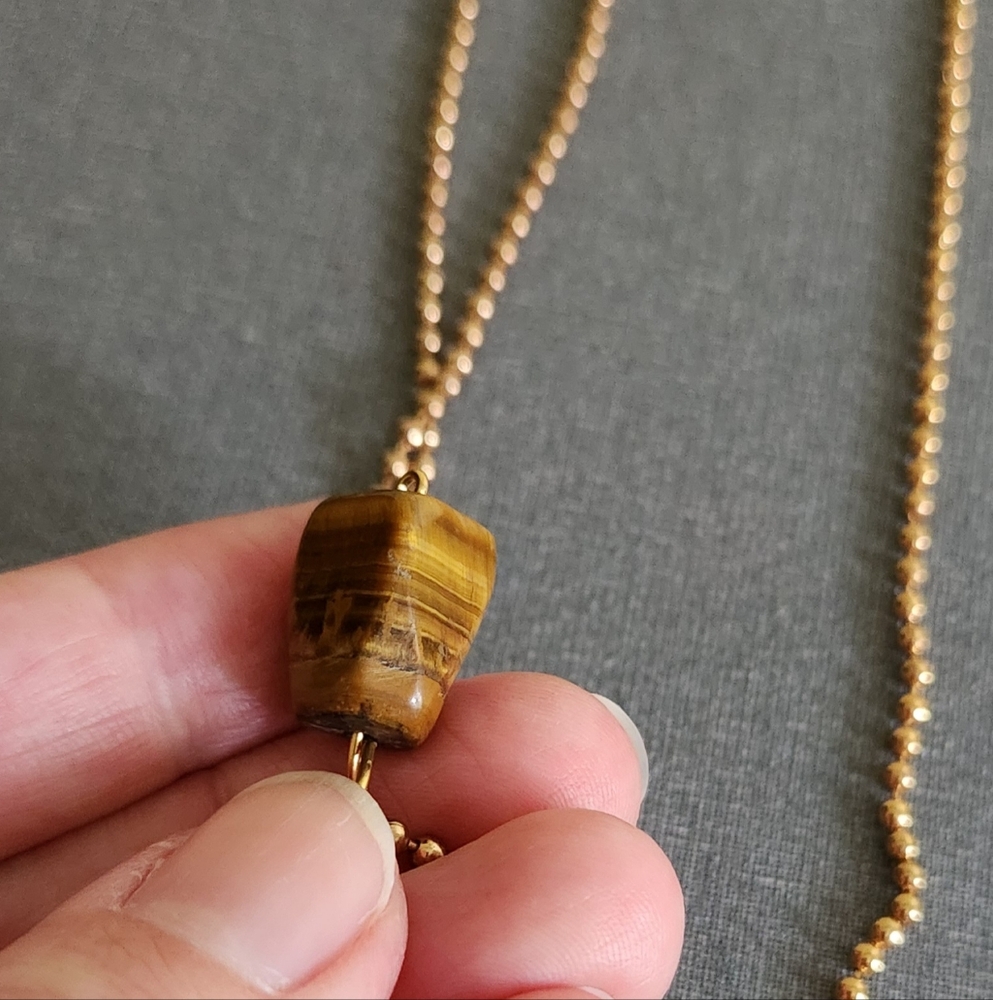 Real Tiger's Eye Quartz Chunk Pendant